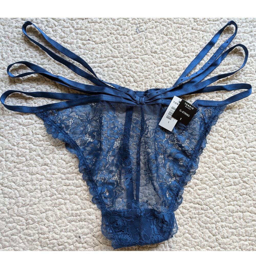 NWT Torrid Glam Lace G String Estate Blue Size 1
